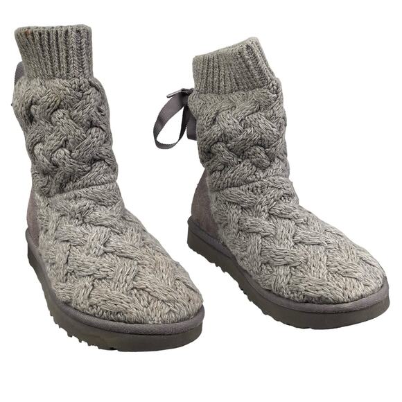 UGG Women’s Isla Grey Knit Slouchy Winter Boot Size US 7 - Picture 5 of 10